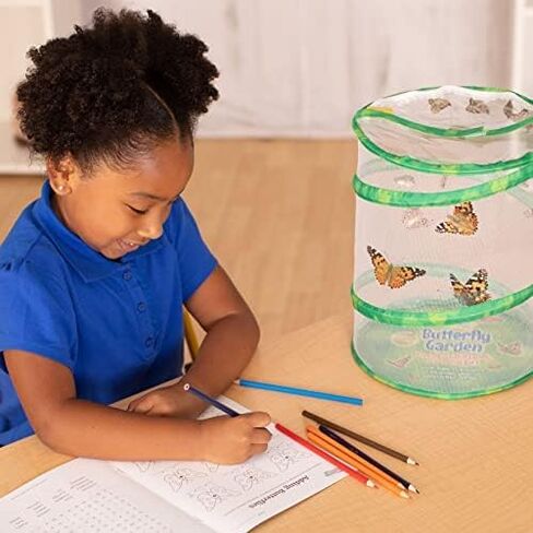 Insect Lore Butterfly Garden | As Seen On TV | 10 Live Baby Caterpillars, Habitat, Journal, Life Cycle Figurines, Seeds, Stickers, Feeder, Chrys-A-Lid Logs | Raise and Release Painted Lady Butterflies in Saudi Arabia