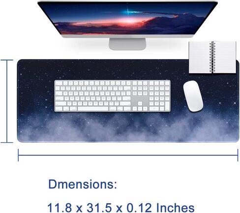11.8x23.6 Inches Large Gaming Mouse Pad Mat with Stitched Edge Non-Slip Rubber Base Washable Resilient for Office Computers Laptop Table Mouse Pads Mats Accessory (Starry Sky) in Kuwait