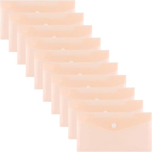 10 Pcs Plastic Envelopes with Snap Closure, Clear Plastic Envelope, Plastic Folders for Stationery Organizer (10, Pink) in Kuwait