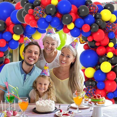 Red Blue Black Yellow Balloon Garland Arch - Blue and Black Balloons Red Yellow Black Balloons Red Blue Balloons for Super Robots Spider Hero Birthday Baby Shower Graduation Party Decorations in Kuwait