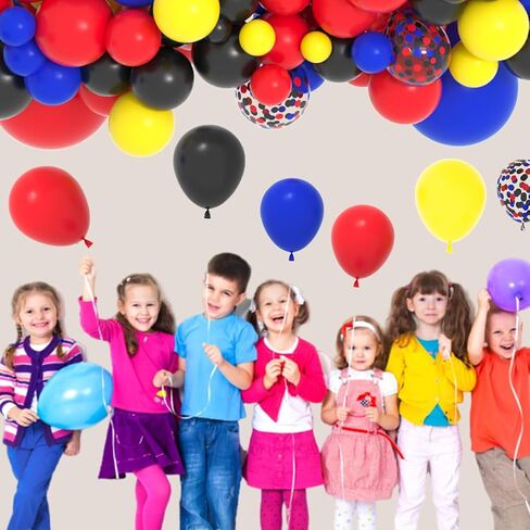 Red Blue Black Yellow Balloon Garland Arch - Blue and Black Balloons Red Yellow Black Balloons Red Blue Balloons for Super Robots Spider Hero Birthday Baby Shower Graduation Party Decorations in Kuwait