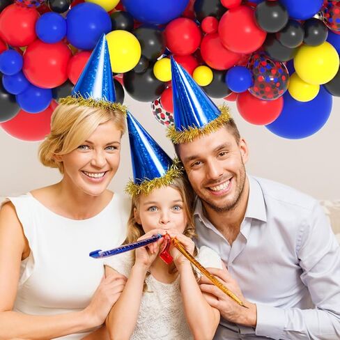 Red Blue Black Yellow Balloon Garland Arch - Blue and Black Balloons Red Yellow Black Balloons Red Blue Balloons for Super Robots Spider Hero Birthday Baby Shower Graduation Party Decorations in Kuwait
