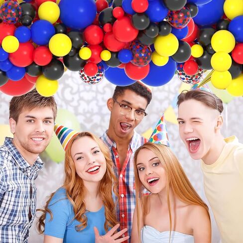 Red Blue Black Yellow Balloon Garland Arch - Blue and Black Balloons Red Yellow Black Balloons Red Blue Balloons for Super Robots Spider Hero Birthday Baby Shower Graduation Party Decorations in Kuwait