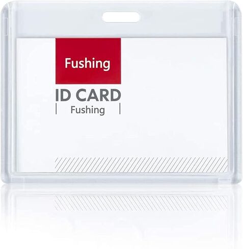 Fushing 6 Pack Heavy Duty ID Card Holders Double-Sided Clear Acrylic Crystal Badge Holder, Name Tag Holder for Employee Worker Office Meeting Company School (Horizontal) in Saudi Arabia