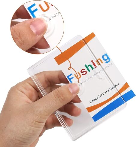 Fushing 6 Pack Heavy Duty ID Card Holders Double-Sided Clear Acrylic Crystal Badge Holder, Name Tag Holder for Employee Worker Office Meeting Company School (Horizontal) in Saudi Arabia