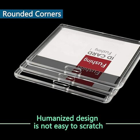 Fushing 6 Pack Heavy Duty ID Card Holders Double-Sided Clear Acrylic Crystal Badge Holder, Name Tag Holder for Employee Worker Office Meeting Company School (Horizontal) in Saudi Arabia