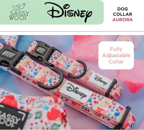Dog Collar Disney Princess Sleeping Beauty Aurora - M, Adjustable, Durable, Comfortable and Stylish Pet Accessories for Medium Dogs - Officially Licensed in Saudi Arabia