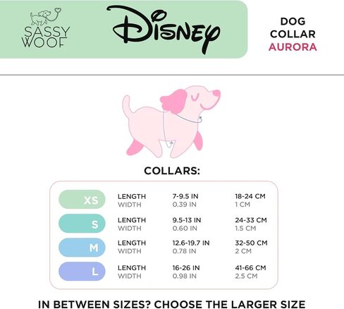 Dog Collar Disney Princess Sleeping Beauty Aurora - M, Adjustable, Durable, Comfortable and Stylish Pet Accessories for Medium Dogs - Officially Licensed in Saudi Arabia