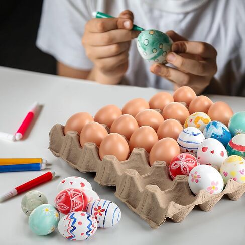 180 PCS Easter Easter Eggs أبيض بني بلاستيك بيض مزيف تزيين الأطفال عيد الفصح DIY لعبة لعبة المطبخ حشو سلة مواد حشو (أبيض ، بني) in Kuwait