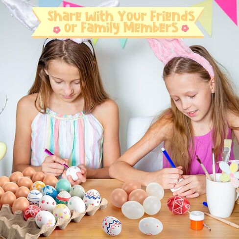 180 PCS Easter Easter Eggs أبيض بني بلاستيك بيض مزيف تزيين الأطفال عيد الفصح DIY لعبة لعبة المطبخ حشو سلة مواد حشو (أبيض ، بني) in Kuwait