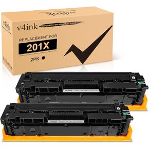 v4ink 201X Remanufactured Toner Cartridge Replacement for HP 201X CF400X 201A CF400A High Yield Black Toner for use in HP Color Pro M252dw M252n MFP M277dw M277n M274N Printer, 2 Pack