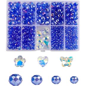 FZH4-10mm Faceted Briolette Glass Bead Kit لـ Jewelry Making 410pcs Rondelle Shape Crystal Spacer Beads DIY سوار قلادة مع 6 قلادة بلورية (خضراء صافية)