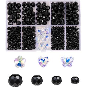 FZH4-10mm Faceted Briolette Glass Bead Kit لـ Jewelry Making 410pcs Rondelle Shape Crystal Spacer Beads DIY سوار قلادة مع 6 قلادة بلورية (خضراء صافية) in Kuwait
