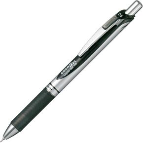 Pentel Energel Knock Ballpoint Pen, 0.5mm Needle Tip, Red Ink, Silver Body with Red Accent (BLN75Z-B)