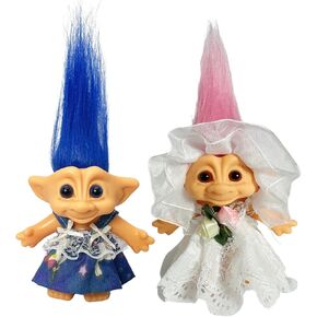 Lucky Vintage Troll Dolls, Lucky Doll Chromatic Adorable for Collections, School Project, Arts and Crafts, Party Favors- 7.5" Tall(Include The Length of Hair) (Dark Blue)
