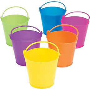 Mini Bright Plastic Pails - 12 Pails