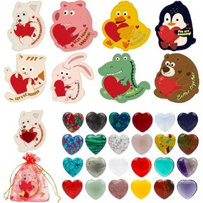 Valentines Day Gifts for Kids Friends - 24 Pack Valentines Day Cards with Heart-Shape Crystals Valentines Kids- Valentine Gift for Boys Girls for Class Classroom School, Party Favors for Kids 8-12