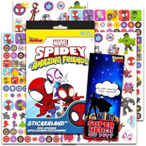 Spidey Potty Training Stickers Bundle - Over 295 Spidey and His Amazing Friends Reward Stickers for Toddlers Plus Superhero Door Hanger | Spiderman Spidey Stickers Party Favors