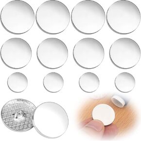 12PCS Metal Flat Buttons, Shiny Alloy Sewing Buttons, Round Silver Buttons for Cafts, 15mm 20mm 25mm Vintage Buttons, DIY Clothing Accessories for Coats, Jacket