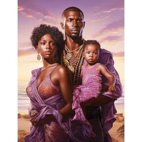 DIY 5D Full Drill American Native African Couple & Square Diamond Art Painting by Number Kits Man & Woman for Adults Crystal Rhinestone Cross Stitch for Wall Decor Canvas Size (30x40cm/12x16inch)