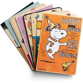 DaySpring - Peanuts Birthday - 8 Greeting Card Assortment With Envelopes