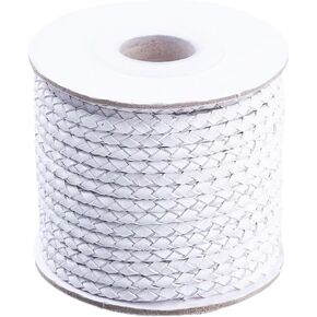 About 11 Yards 3Mm Black Braided Leather Cord Round Leather String Bolo Folded Genuine Cowhide Rope Strings with Spool for Jewelry Making Necklaces Bracelets Keychain DIY Crafts Supplies in Kuwait