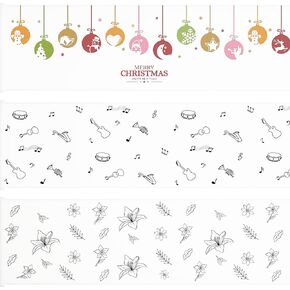 PARTPHONER 3Pcs Floor Lamp Template Stencil (36.34" x 8.34") Includes Flowers, Musical Notes, Christmas Patterns