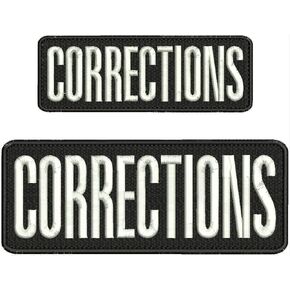 Corrections Embroidery Patches 3x8 and 2x6 Hook on Back Black and White