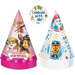 فريدة من نوعها PAW PAW و PAW PAW PATROL Girl Party Hats 16 Hats Party مع الاحتفال مع ملصق ME | لوازم حفلة عيد ميلاد الأطفال