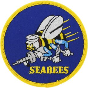 United States Navy USN Seabees Embroidered Patch, with Iron-On Adhesive (Full Color)