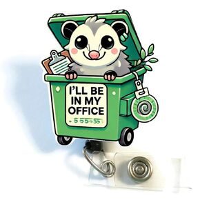 I'll Be In My Office Badge Reel, Cute Possum Badge ID Holder, Funny Retractable ID Holder, Unique Office Gifts, Feral Vibe Office Badge Reel, Sarcastic Badge Clip
