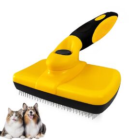 Qianruida Self Cleaning Slicker Brush for Grooming Long-haired or Short-haired Cats and Dogs Pet Brush for Shedding for Removing Undercoat and Tangled Hairs, Light Blue