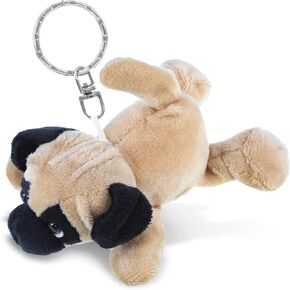 DolliBu Pug Dog Plush Keychain Stuffed Animal Toy – Soft Plush Pet Animal Brown Pug Dog Charm Keyring, Cute Decorative Plush Toy Accessory Buddy – 4.25 Inch