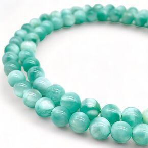 ABCGEMS Rare Russian Green Moonstone Beads AKA Green Angelite - Two Tone Color Scheme with Gorgeous Flash (Adding a Dynamic & Iridescent Quality That is Truly Eye-Catching) Smooth Round 3mm Tiny
