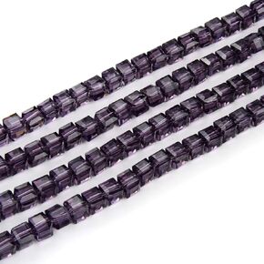 2 Strands Czech Faceted Cube Crystal Glass Loose Beads Spacer Bulk 8mm (0.31 Inch) Siam Red (190-196pcs) for DIY Jewelry Craft Making CCC805