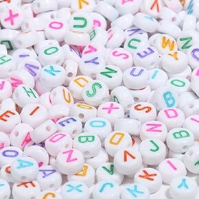 1200pcs بلوك بلون الوردي الدائري الجولة الأبجدية حبات الحرف 4 × 7 مم حدود أبيض A-Z لصنع المجوهرات وأساور DIY ، وقلادات ، وسلاسل المفاتيح in Kuwait