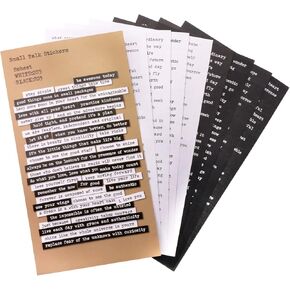 ONLYKXY Stickers 8 Sheets, 80 Pcs Word Stickers Black and White, Inspirational Quotes for DIY Journal, Scrapbooking, Decorating, Crafting, Correspondence