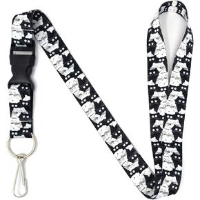 Vinylcation Hip Llama Lanyard Keychain and ID Holder with Detachable Buckle for Keys or Badge | Durable Black Polyester Novelty Necklace (Llama)