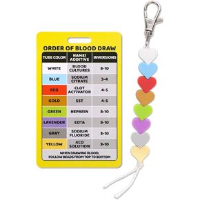 Order of Blood Draw Beads, Order of Blood Draw Vertical Badge Card Badge Reel Essentials Accessories Phlebotomy Phlebotomist for School RN Nurse Student Practitioner Grad Gift (Yellow Card)