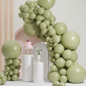 Dusty Green Balloons, Scmdoti Light Green Balloons Different Sizes 18 12 10 5 Inches, Green Balloon Garland Arch for Birthday Baby Shower Graduation Wedding Anniversary Party Decorations(Dusty Green)