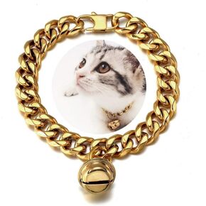 18K Cat Cat Cog Cog Histten Puppy 1/2inch 12mm Wide Stainless Steel Hitten Crb Curb Presh Proof Cupan Bell (Neck Fit 6 "-8") in Kuwait
