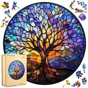 Wooden Puzzles for Adult,200 Pieces Tree of Life Wood Puzzles,Unique Shape Liberty Jigsaw Puzzles for Adults and Kids,Extra Thick 5MM,Family Game, Birthday Gifts,11.2x11.2 Inches