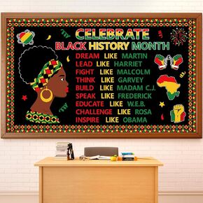 gisgfim Black History Month Classroom Bulletin Board Decorations Set African American Celebration Cutouts Black History Month Bulletin Board Decor for School Home Chalkboard Educational Wall