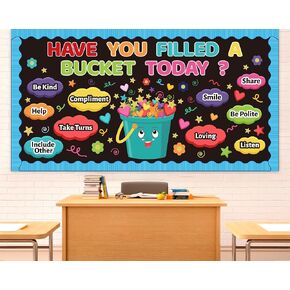 Positive Bulletin Board Set Motivational Classroom Decorations Inspirational Bucket Cutouts Colorful Crafts for Teachers Students Back to School Kindergarten Wall Door Decors Party Supplies