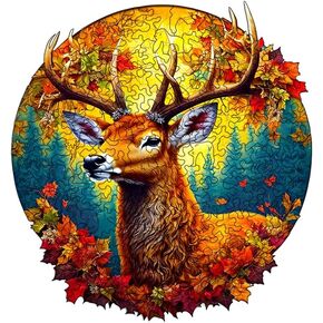 Amphol Wooden Jigsaw Puzzles for Adults, Gnome 200 Pieces Wooden Puzzles with Unique Shape, Medium 10.6"x10.3" wiith Wooden Box