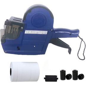 HM-689 2-Line 20 Digits Price Labeling Gun with Letters A-Z,Pricing Labeler with 3 Inkers 5 Rolls/2800 White Labels, Tag Maker Machine for Office Retail Shop