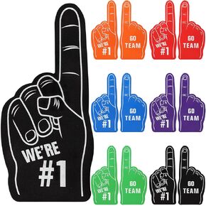 Aoriher 12 Pcs Giant Foam Finger 18'' We're Number 1 Foam Hand Fingers for Sport Cheer School Spirit Use as Celebration Pom Pom for Baseball Game Football Themed Birthday Party Supplies