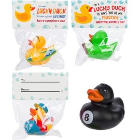 30 Exchange-Ready rubber ducks and Valentine's Day Cards for Kids' School Classroom - Valentine's Day Gifts for Kids - Class Valentine's Exchange - Kids' Valentine's Day Cards Party Favors