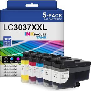 LC3037 BK/C/M/Y Ink Cartridges (5-Pack) Black/Cyan/Magenta/Yellow Compatible for Brother Printer Super High Yield - Replacement for Brother MFC-J5845DW MFC-J6945DW MFC-J6545DW MFC-J5945DW