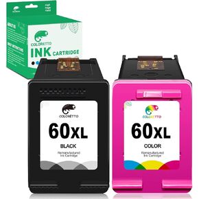 COLORETTO Remanufactured 60XL Ink Cartridge Combo Pack Color and Black Replacement for HP60 60XL High Yield for HP PhotoSmart D110 C4680C 4780 Deskjet D2680 F2430 F4210 Envy 110 120 Printer (2 Pack)